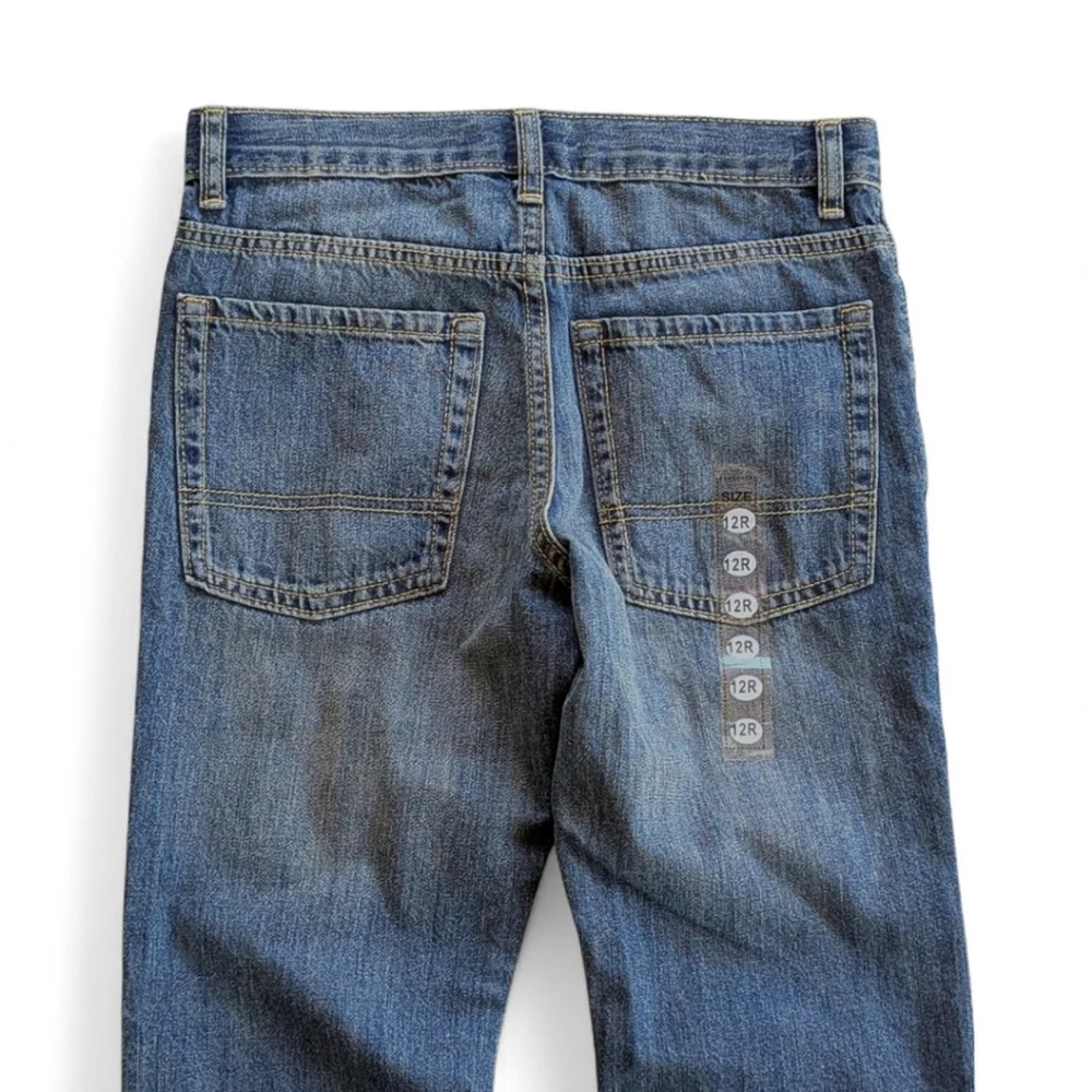 OLD NAVY Boys Straight Jeans Sz 12 Reg Skinny Straight Leg Adjustable Waist NEW
